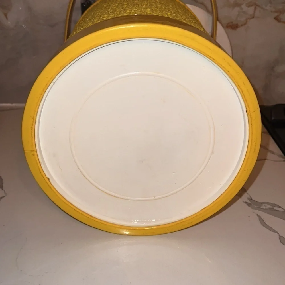 Vintage 1960’s MCM Yellow Tall Patent Yellow Mod Insulated Ice Bucket with Lid
